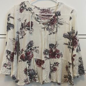Tied floral long sleeve top